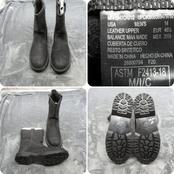 Herman Survivors Work Boots Mens 14 Black Leather Steel‎ Toe Anti Fatigue NEW main image 6
